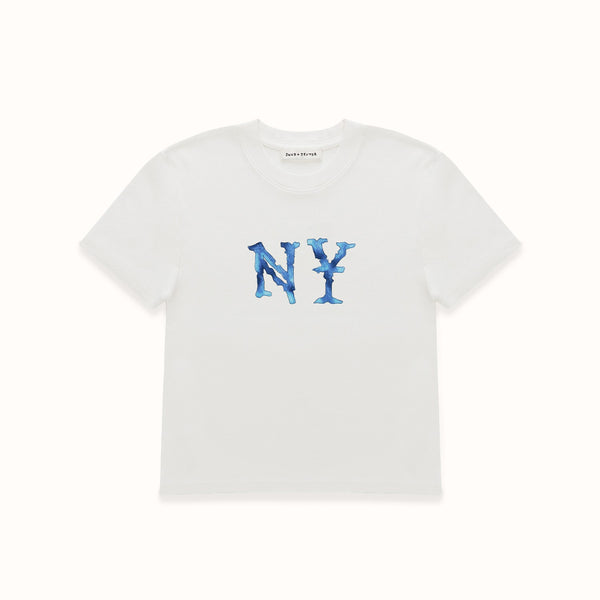 Watercolour NY Vintage White Baby Tee - Women's