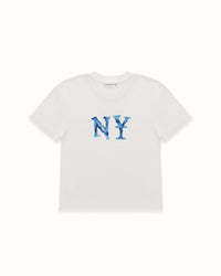 Watercolour NY Vintage White Baby Tee - Women's