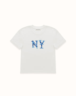 Watercolour NY Vintage White Baby Tee - Women's