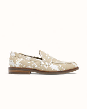Wilde Beige + White Painted Canvas Penny Loafer - Men's