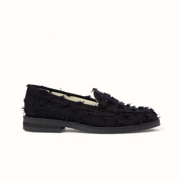 Wilde Black Punched Denim Penny Loafer - Women's