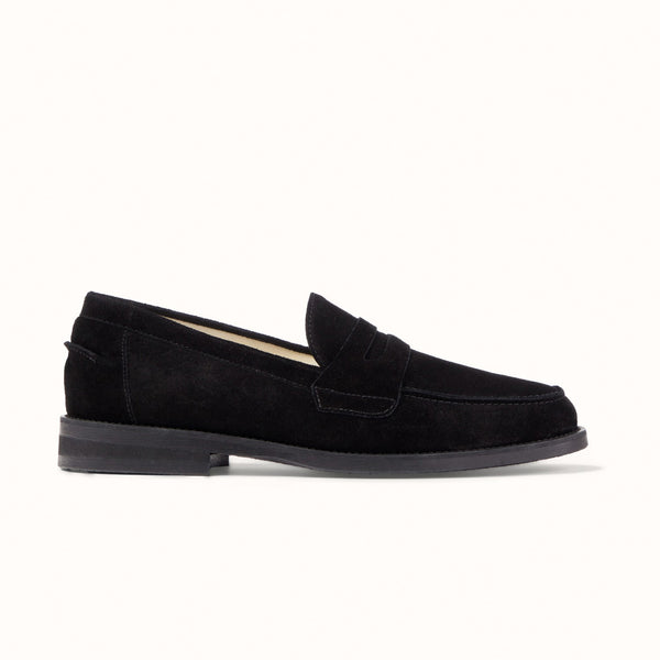 Wilde Black Suede Penny Loafer - Men's