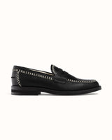 Wilde Black + Cream Box Stitch Penny Loafer - Men's
