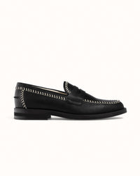 Wilde Black + Cream Box Stitch Penny Loafer - Men's