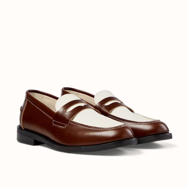 Wilde Chestnut + White Penny Loafer - Men's