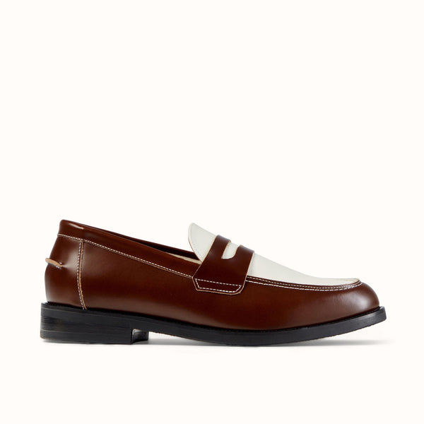 Wilde Chestnut + White Penny Loafer - Men's