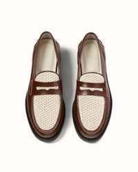 Wilde Chestnut + White Rattan Penny Loafer - Men's