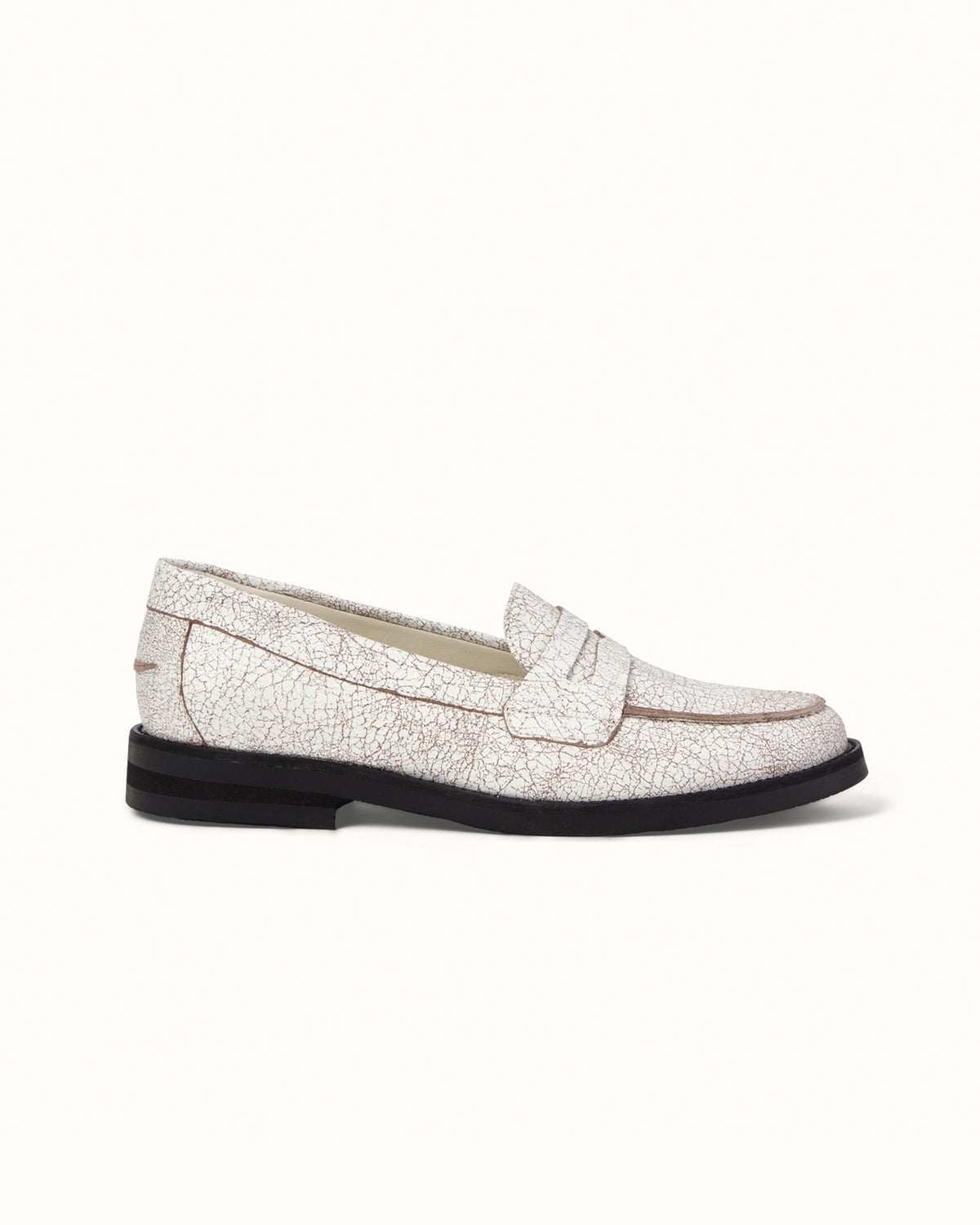 Wilde White Cracked Penny Loafer - Women's