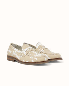 Wilde Beige + White Painted Canvas Penny Loafer - Men's