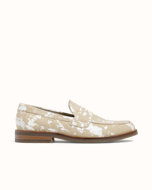 Wilde Beige + White Painted Canvas Penny Loafer - Men's