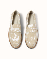 Wilde Beige + White Painted Canvas Penny Loafer - Men's