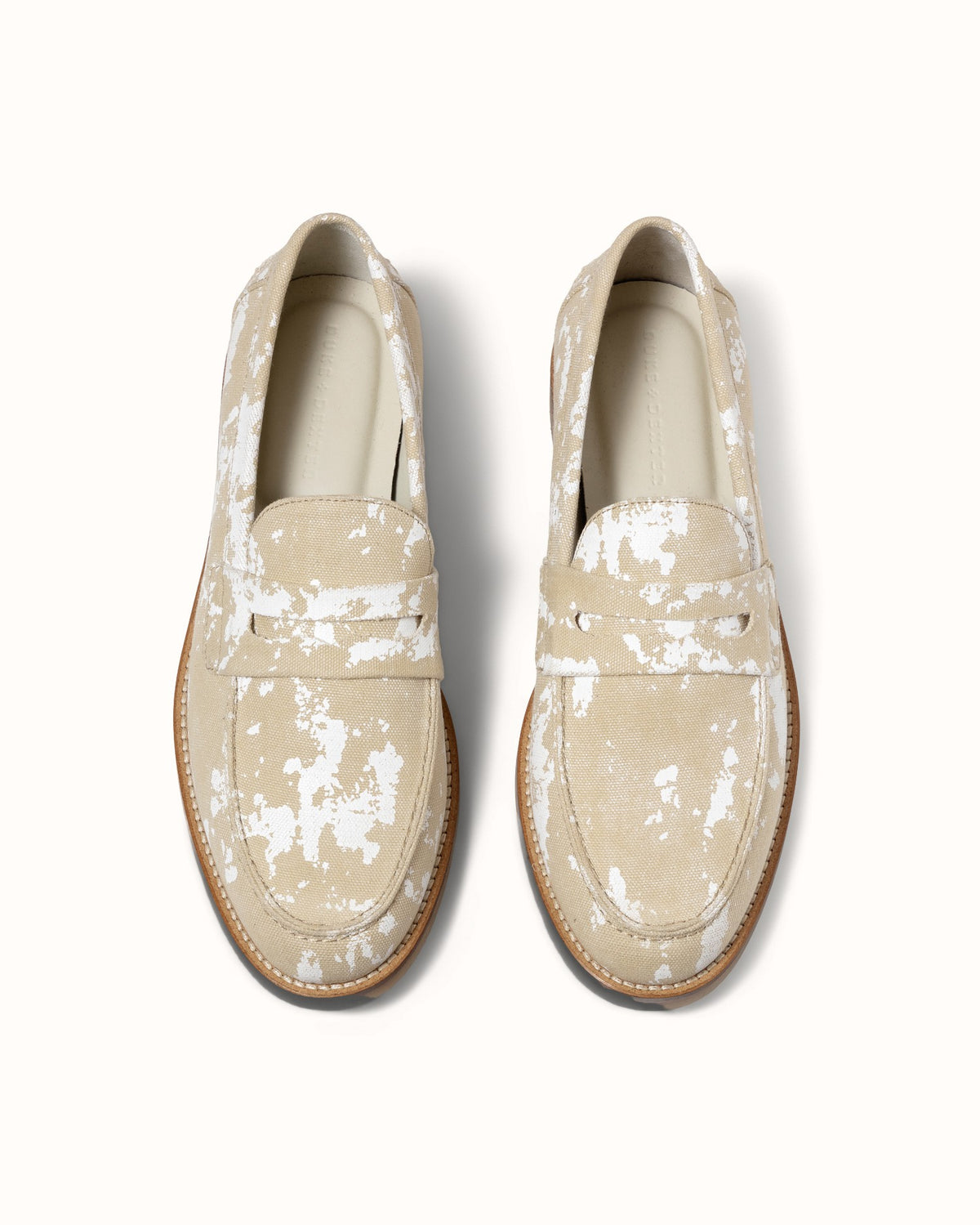 Wilde Beige + White Painted Canvas Penny Loafer - Men's