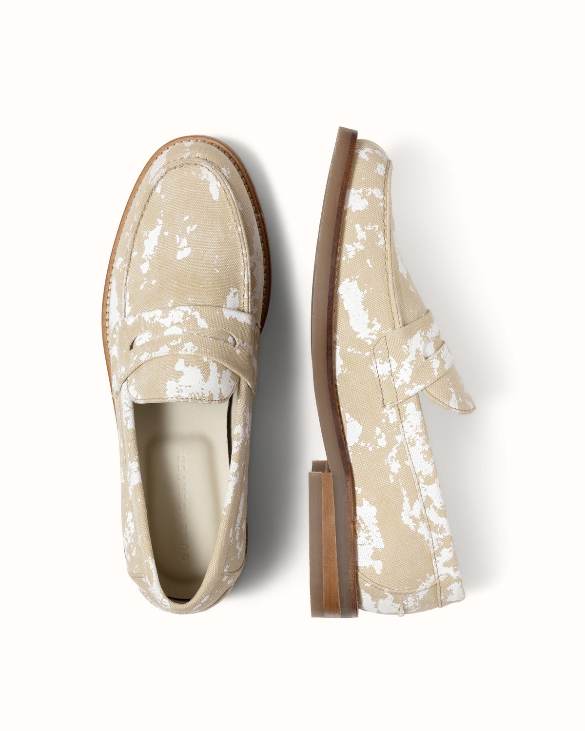Wilde Beige + White Painted Canvas Penny Loafer - Men's