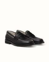 Wilde Black + Cream Box Stitch Penny Loafer - Men's