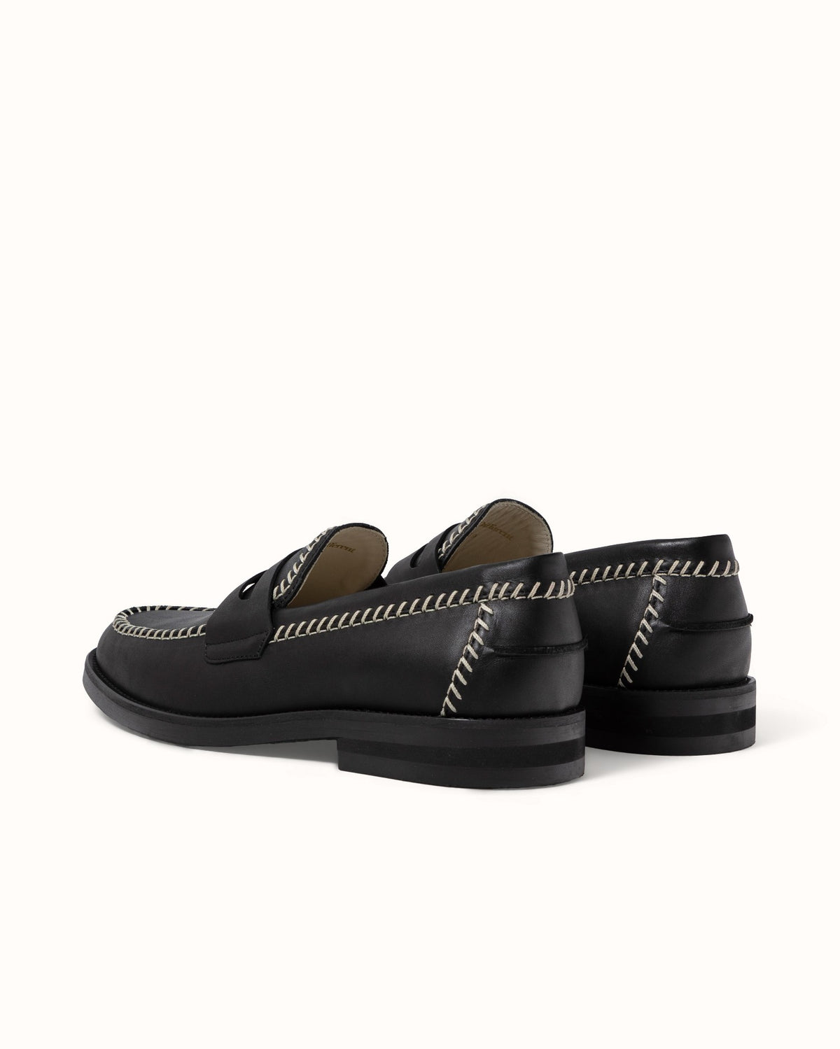 Wilde Black + Cream Box Stitch Penny Loafer - Men's
