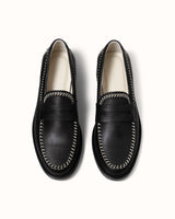 Wilde Black + Cream Box Stitch Penny Loafer - Men's