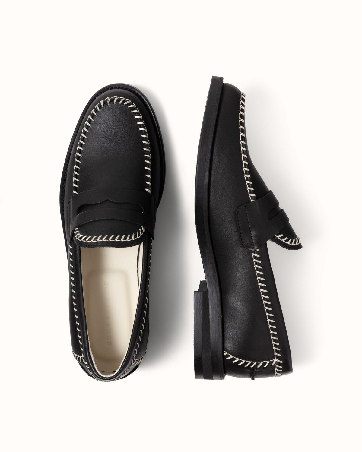 Wilde Black + Cream Box Stitch Penny Loafer - Men's
