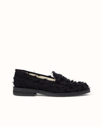 Wilde Black Punched Denim Penny Loafer - Women's