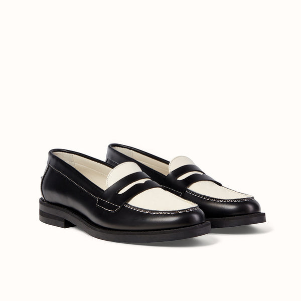 Wilde Black + White Penny Loafer - Women's