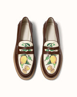 Wilde Chestnut Lemon Raffia Penny Loafer - Men's
