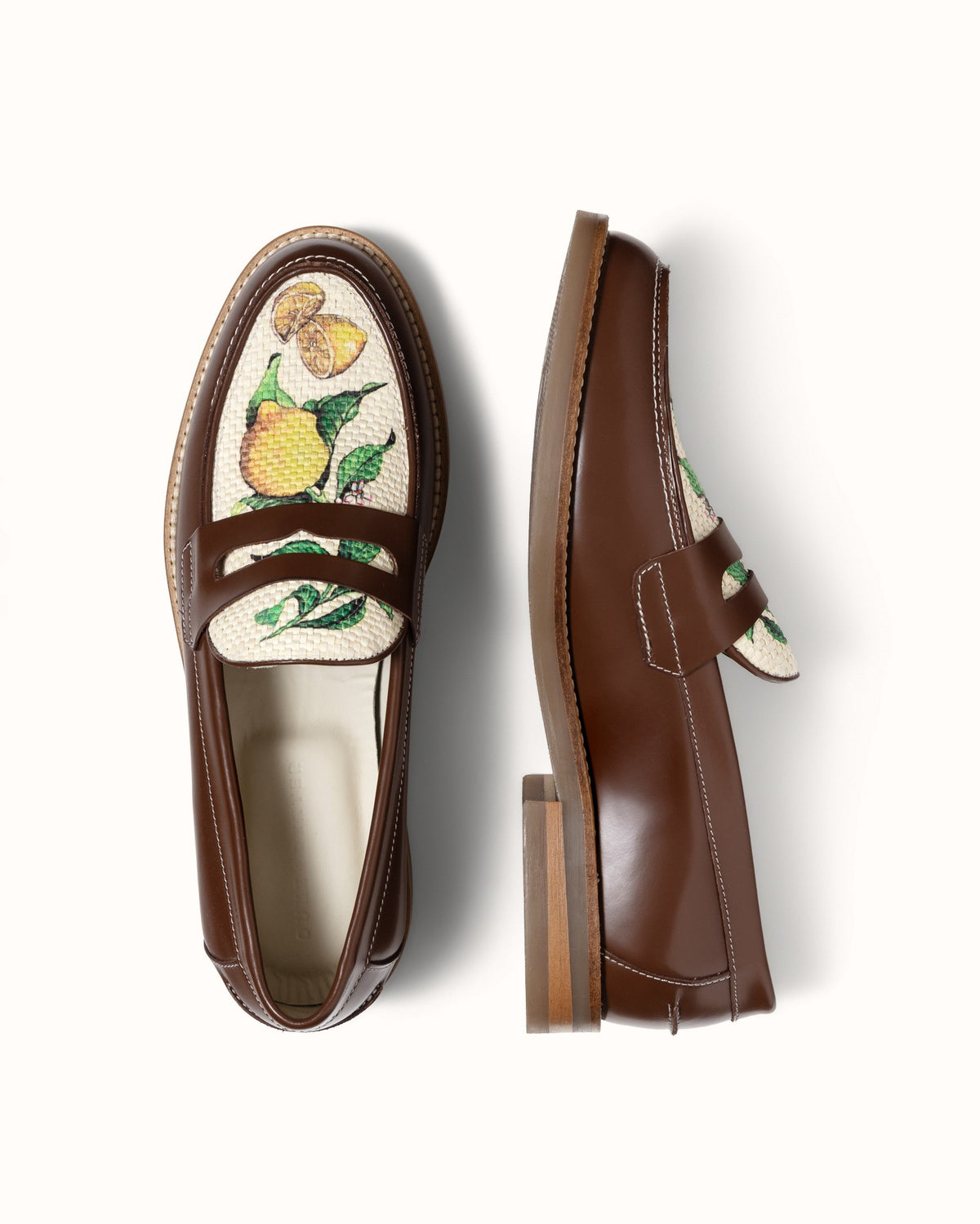 Wilde Chestnut Lemon Raffia Penny Loafer - Men's