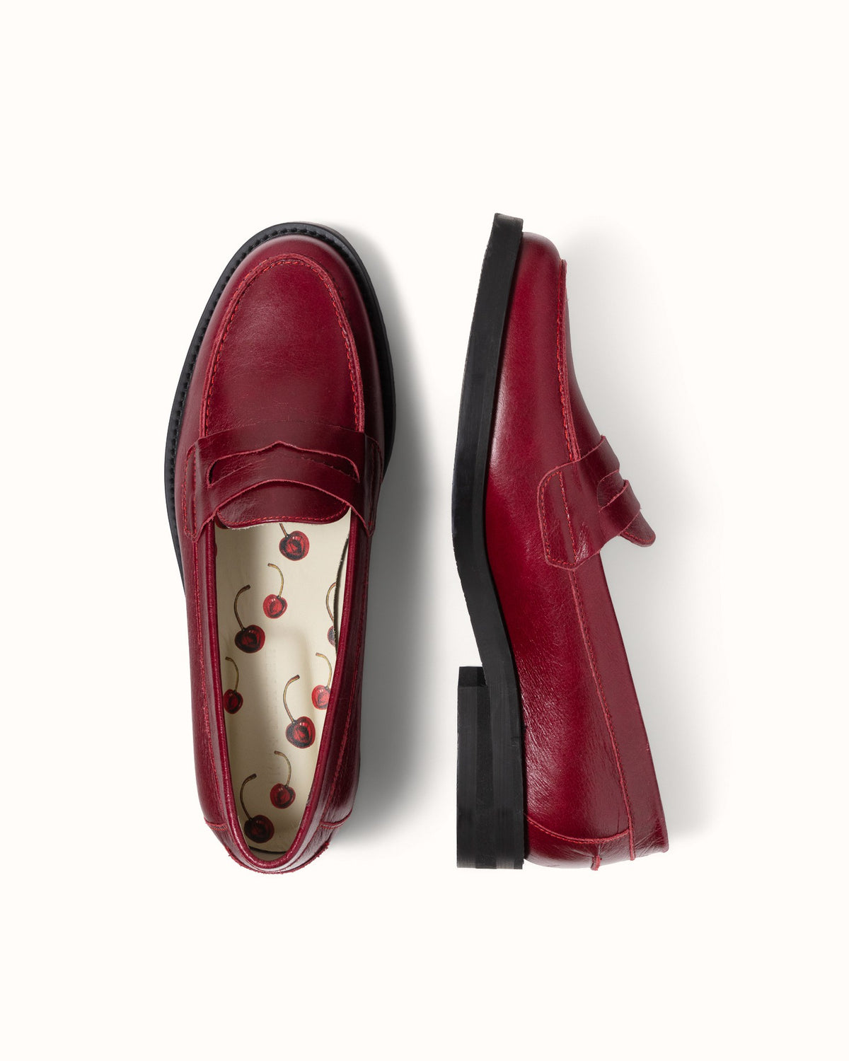 Wilde Red Creased Penny Loafer - Women's