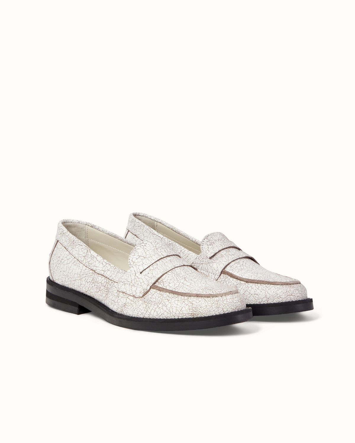 Wilde White Cracked Penny Loafer - Women's