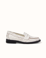 Wilde White Cracked Penny Loafer - Women's