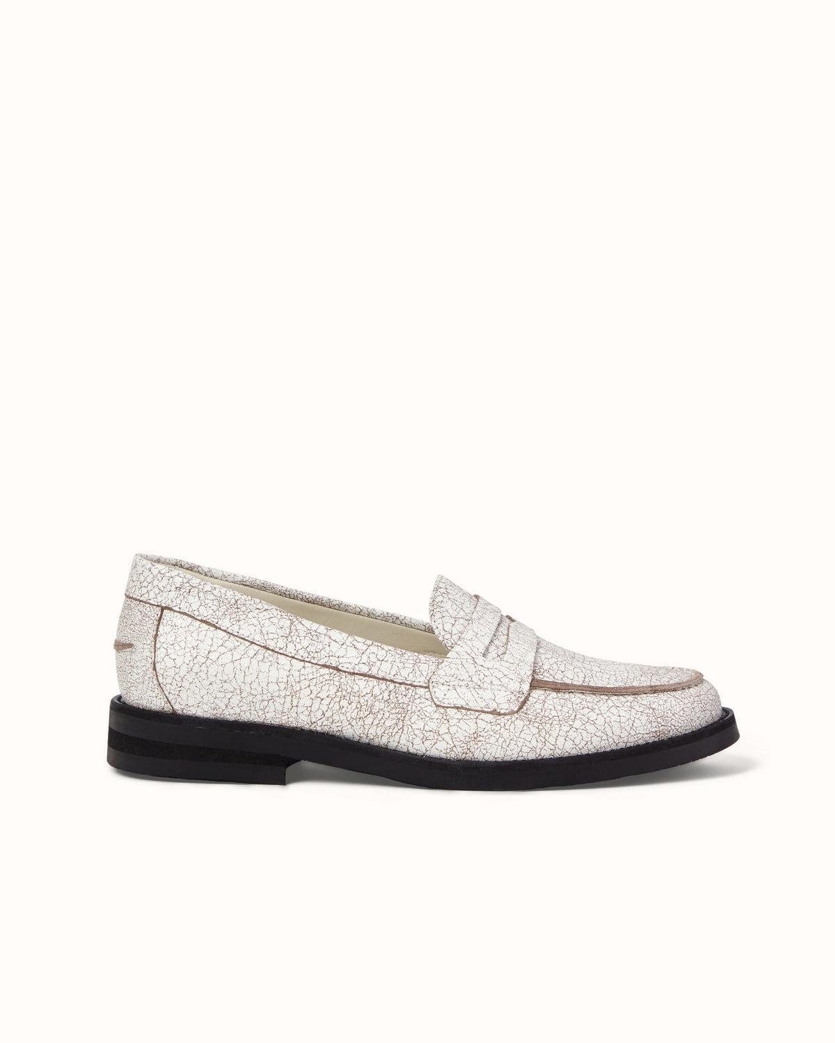 Wilde White Cracked Penny Loafer - Women's