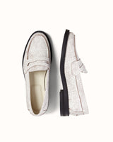 Wilde White Cracked Penny Loafer - Women's