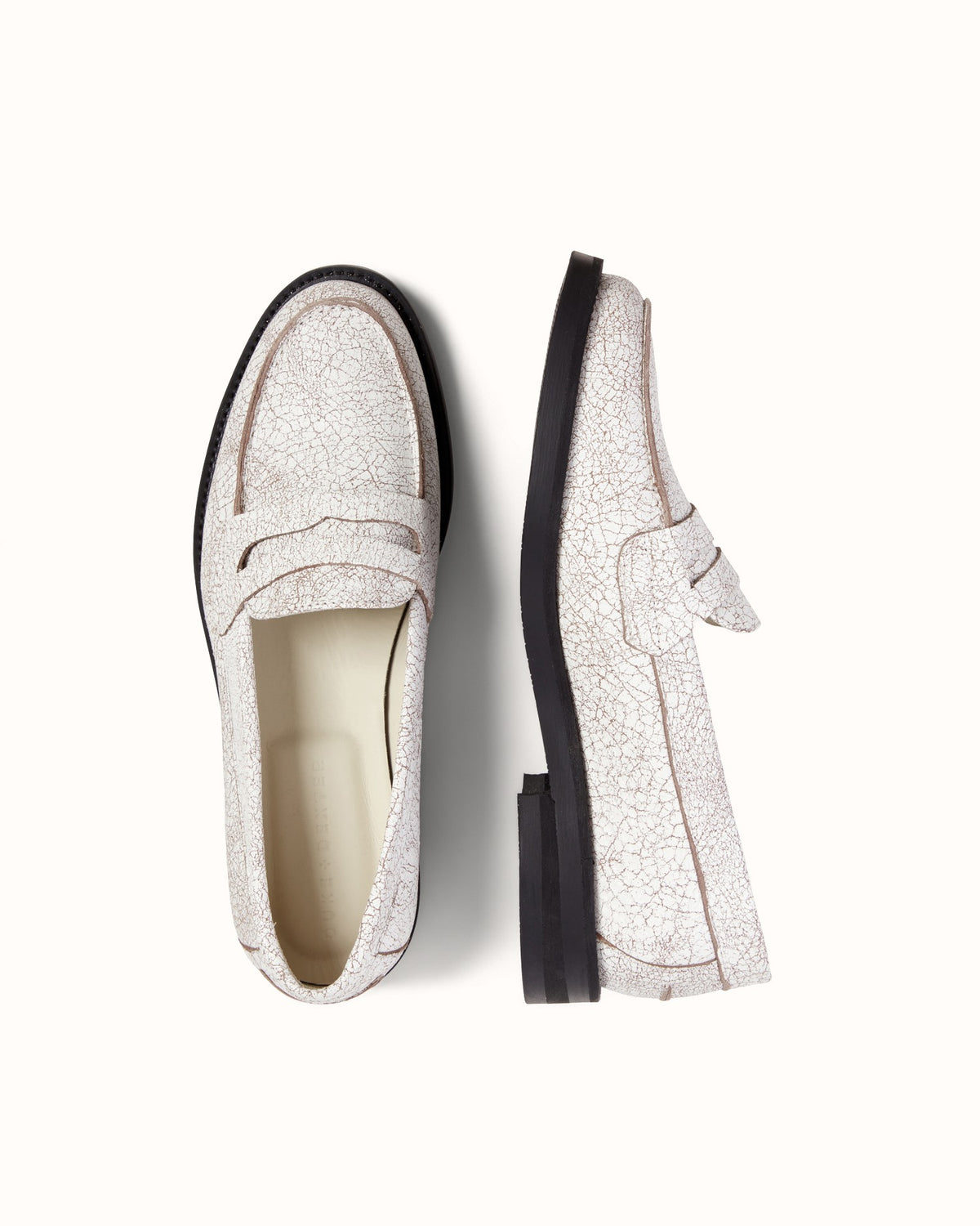 Wilde White Cracked Penny Loafer - Women's