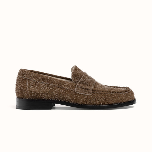 Willis Khaki Hairy Suede Penny Loafer - Men's