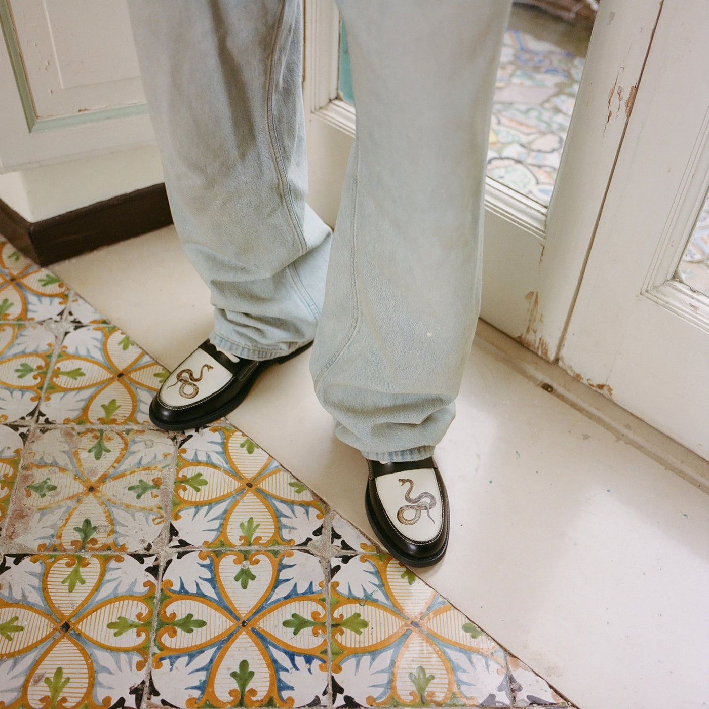 ★DUKE+DEXTER★ワイルドラタンローファー★チェストナット★ Wilde Black + White Rattan Penny Loafer - Men's | DUKE + DEXTER