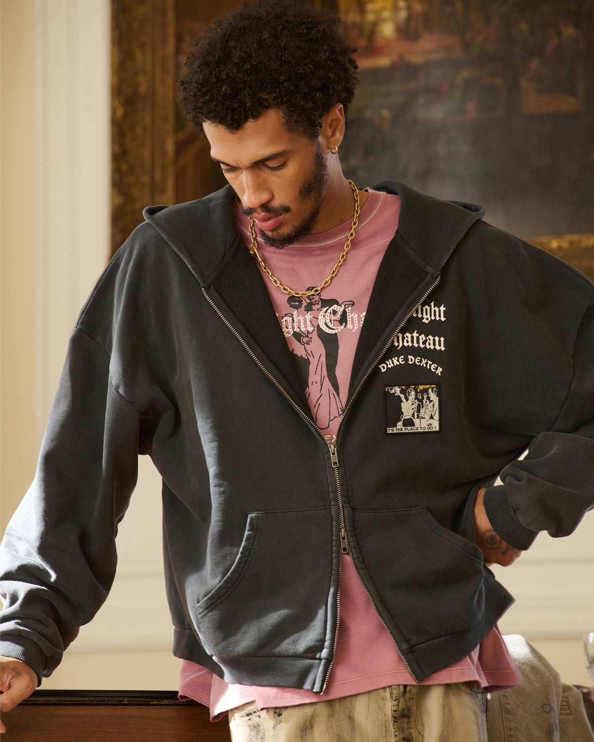 MC Washed Black Zip Hoodie