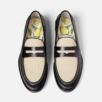 Wilde Black + White Rattan Penny Loafer - Men's