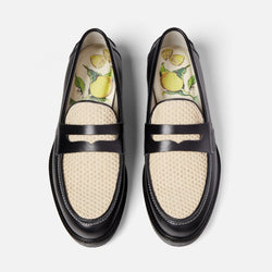 Wilde Black + White Rattan Penny Loafer - Men's
