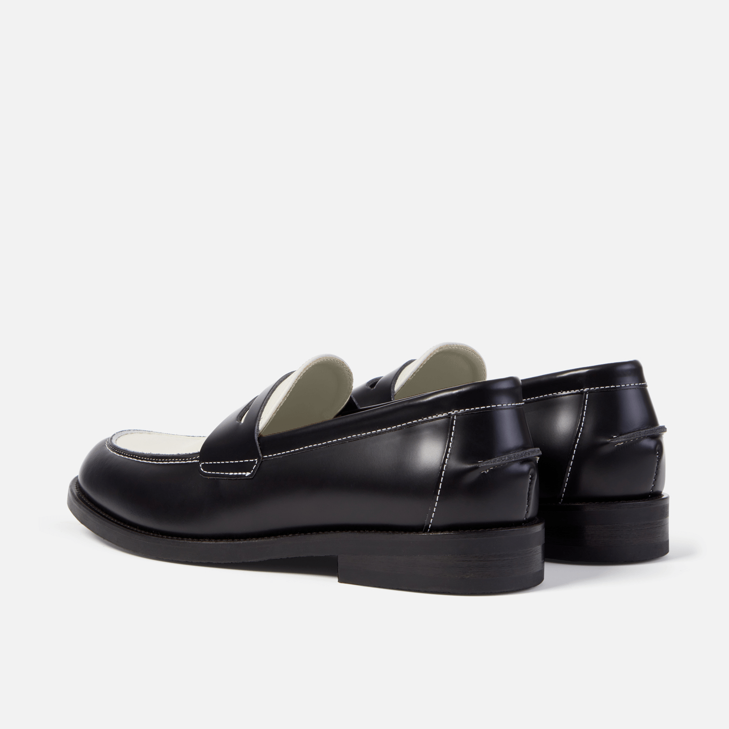 WILDE Black and White Leather Penny Loafer & DUKE + DEXTER